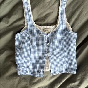 Rhythm Blue and White Gingham Tank Top